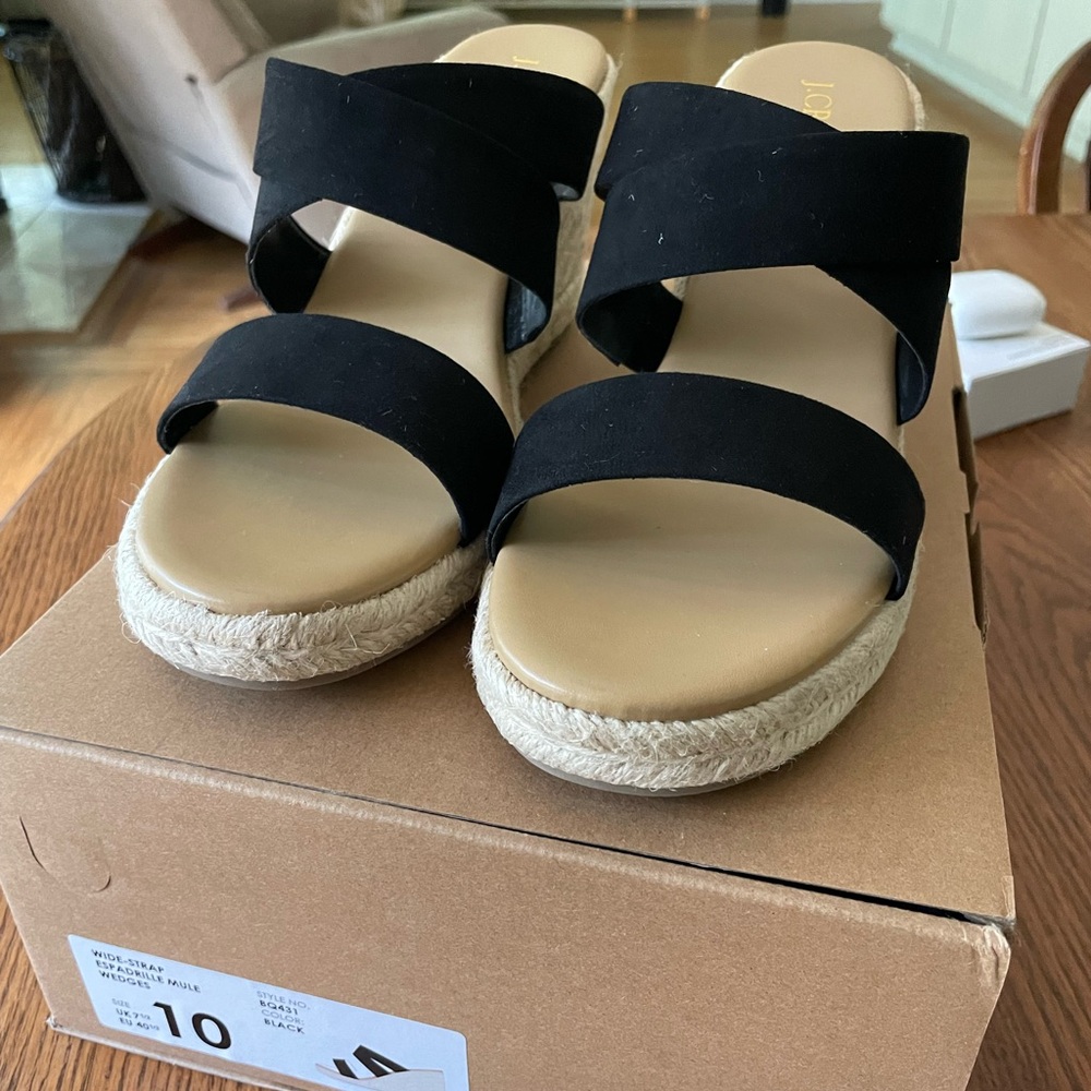 Wide Strap Mule Espadrille Wedge